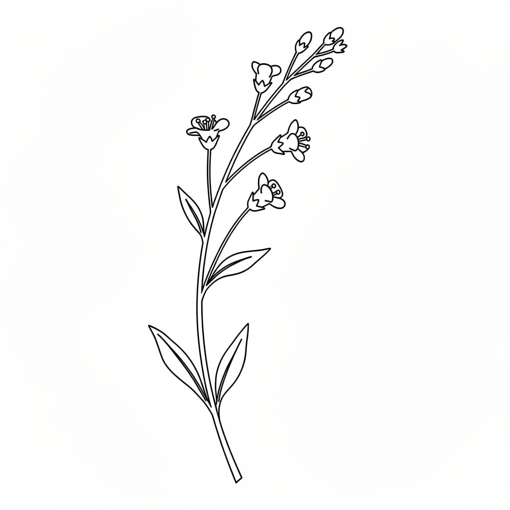 Fine Line tattoo design of a botanical stem