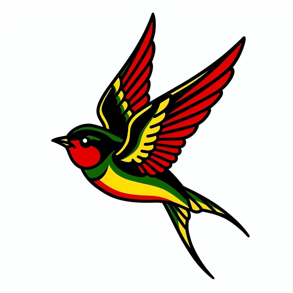 American Traditional tattoo design of a swallow